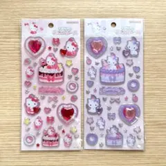 【2つセット】キラキラジュエルシール　ハローキティ・チャーミーキティ