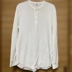 ユニクロ ワッフルヘンリーネックTシャツ長袖 M 白