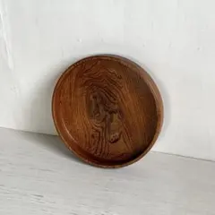 Antique wooden carved tray, round tray, tea tray, vintage, tea ceremony utensil, single piece of wood.