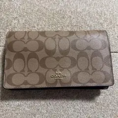 COACH ロゴ入り長財布 ブラウン/ブラック