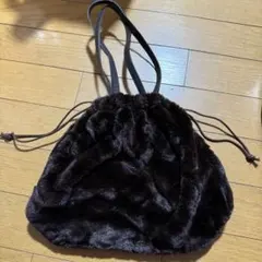 ELENDEEK ダークブラウン ファー 巾着型トートバッグ 付録