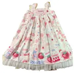 ロリータ 甘ロリ いちご柄 フリーサイズ Lolita