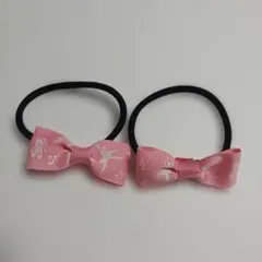 ピンクの音符デザインヘアゴム2個セット
