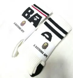 新品未使用　A BATHING APE 　エイプ　靴下 ソックス　ライン白2足