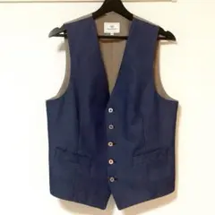 BEAMS HEART メンズベスト 48 ネイビー×ブラウン