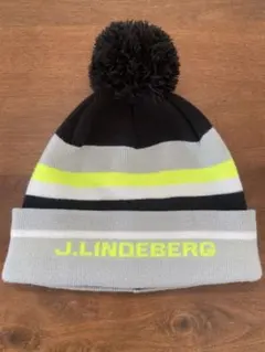 J.リンドバーグ ニット帽子 メンズ ゴルフ 黒　ストライ　073-55901