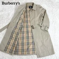 美品 バーバリー ステンカラーコート ノバチェック ベルト ベージュ 春 コート