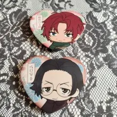 ‪✝︎ 文豪ストレイドッグス ハート型缶バッジ 織田作之助 坂口安吾 2点セット