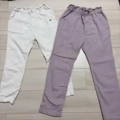 アプレレクール　キッズ パンツ 2本セット ホワイト ピンク　130 140のサムネイル
