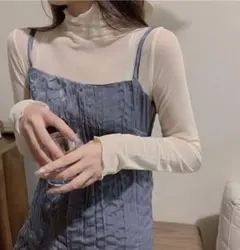 ハイネック　シースルー シアートップス