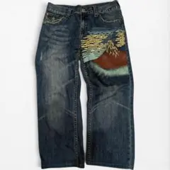 TRUE RELIGION ストレートデニム 虎・富士山刺繍 USA製のサムネイル