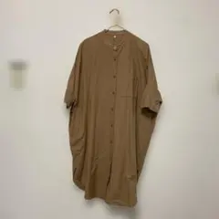 無印良品ベージュ シャツワンピース M-L 半袖