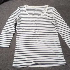 UNIQLO　ストライプ 七分袖 Tシャツ コットン100%