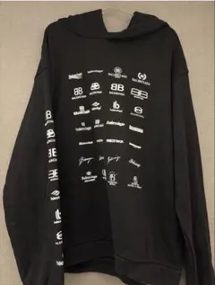 BALENCIAGA マルチ ロゴ フーディパーカー 黒