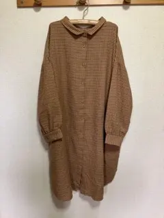 LBC エルビーシー シャツワンピース ブラウン ロング厚手 L 身幅61cm