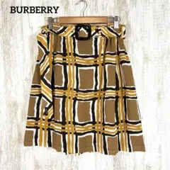 美品 バーバリーブルーレーベル ベルト付き チェック プリーツ切替 スカート