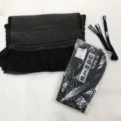 男物　3点セット　総絞り　兵児帯　黒朱子足袋　直付け羽織紐　和装小物