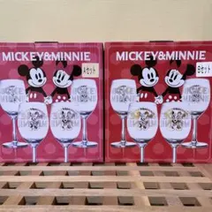 ディズニー ミッキー　& ミニー  ペアワイングラス　×2
