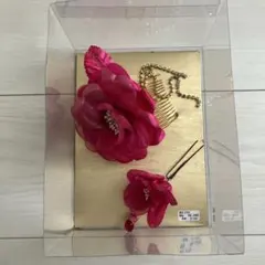 髪飾り　かんざし　成人式　お着物　七五三　結婚式　濃いピンク　きれいめ