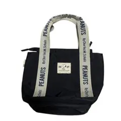 PEANUTS スヌーピー ミニトートバッグ ナイロン ロゴ持ち手 ブラック