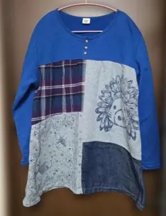 ☆DRUG STORE☆パッチワーク☆長袖チュニックTシャツ☆