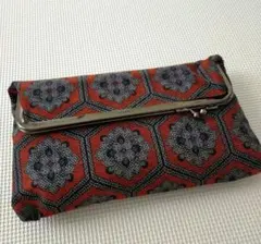 ヴィンテージ　和柄がま口　クラッチバッグ