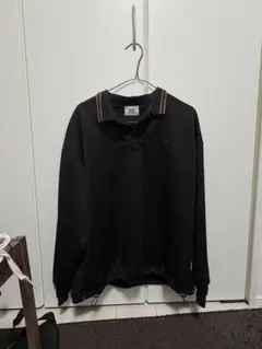 ブラック ポロシャツ ストライプ襟