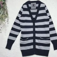 【バックナンバー】ネイビー/グレー/ストライプ/カーディガン/長袖/L a828