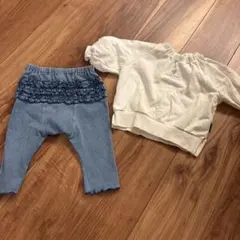 petit main 90サイズ トップスとボトムスセット