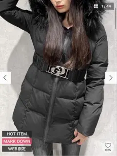 新品！売り切りたいので値下げ対応！ファー付きベルトブラックダウンジャケット