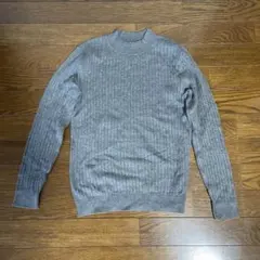 【GU】 リブニット モックネック グレーS
