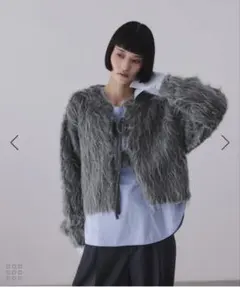 ADAM ET ROP FEMME アルパカフラッフィーカーディガン　グレーのサムネイル