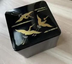 漆器 重箱 鶴蒔絵 黒塗 三段重