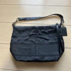 coach ラメ入りブラック ナイロン ショルダーバッグ