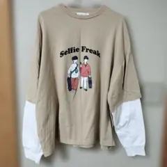 Selfie Freak レイヤード風 長袖Tシャツ メンズ　Ｌサイズ