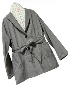 【NICE CLAUP】共布ベルト付き♡グレンチェック柄ベルテッドジャケット