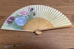 新品未使用　花柄扇子（青い朝顔・紫の花）　扇子2本セット