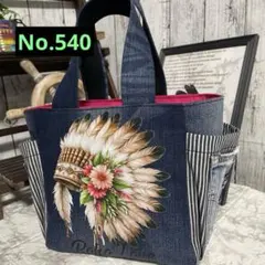 No.540 【フォロワー様限定】デニムリメイクミニバッグ　インディアン