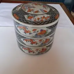 未使用品】前畑陶器 庫山窯 ミニ三段重箱 蓋付き重ね鉢 錦花籠 - メルカリ