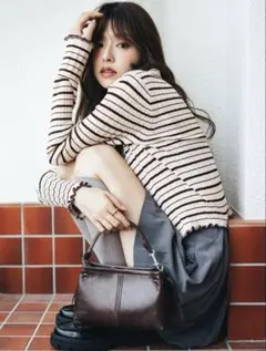 lillian carat アンサンブルニット ボーダー ベージュ