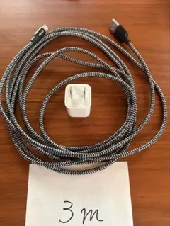 MFi認証3m LightningケーブルとApple純正ACアダプタ