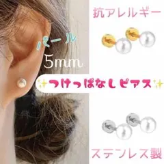 【アレルギー対応】ステンレス✨つけっぱなしピアス パール 5mm_D2