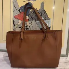 Tory Burch トートバッグ レザー ロゴ ブラウン ビジネス