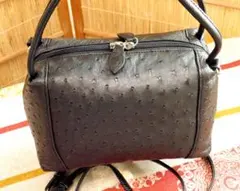 ✾オーストリッチ 2way ショルダーバッグ✾ ハンドバッグ✾ ブラック