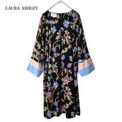 LAURA ASHLEY london 花柄ワンピース シルク混袖口 ボタニカルのサムネイル