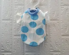 胴32　ハンドメイ　大きな水玉柄タンクトップ　フリル袖　#犬服のサムネイル