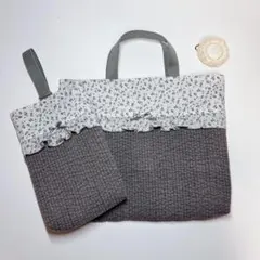 ヌビ　キルト　レッスンバッグ　上履き袋　キルティング　リバティ　マチ付き