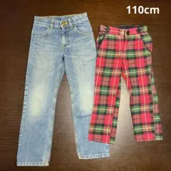 デニム チェックパンツ 110cm 2点セット