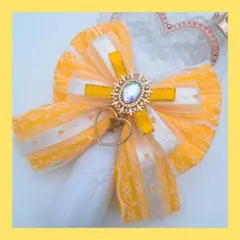 キンブレリボン ペンライトリボン ハート柄リボン ♡ イエロー ★ハンドメイド
