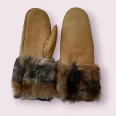 UGG ブラウンファー付きミトン